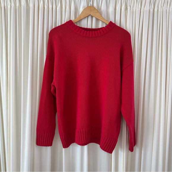 GAP 100% Cotton Oversized Sweater Red Fisherman Comfy Cozy NEW Sz M - Picture 4 of 7